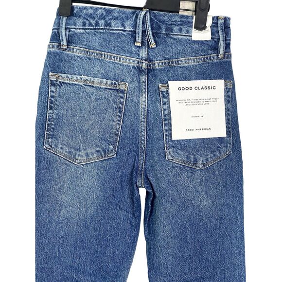 NWT Good American Classic Good Jeans Ankle Crop High Rise 00 / 24 Blue #3065 - Picture 6 of 14